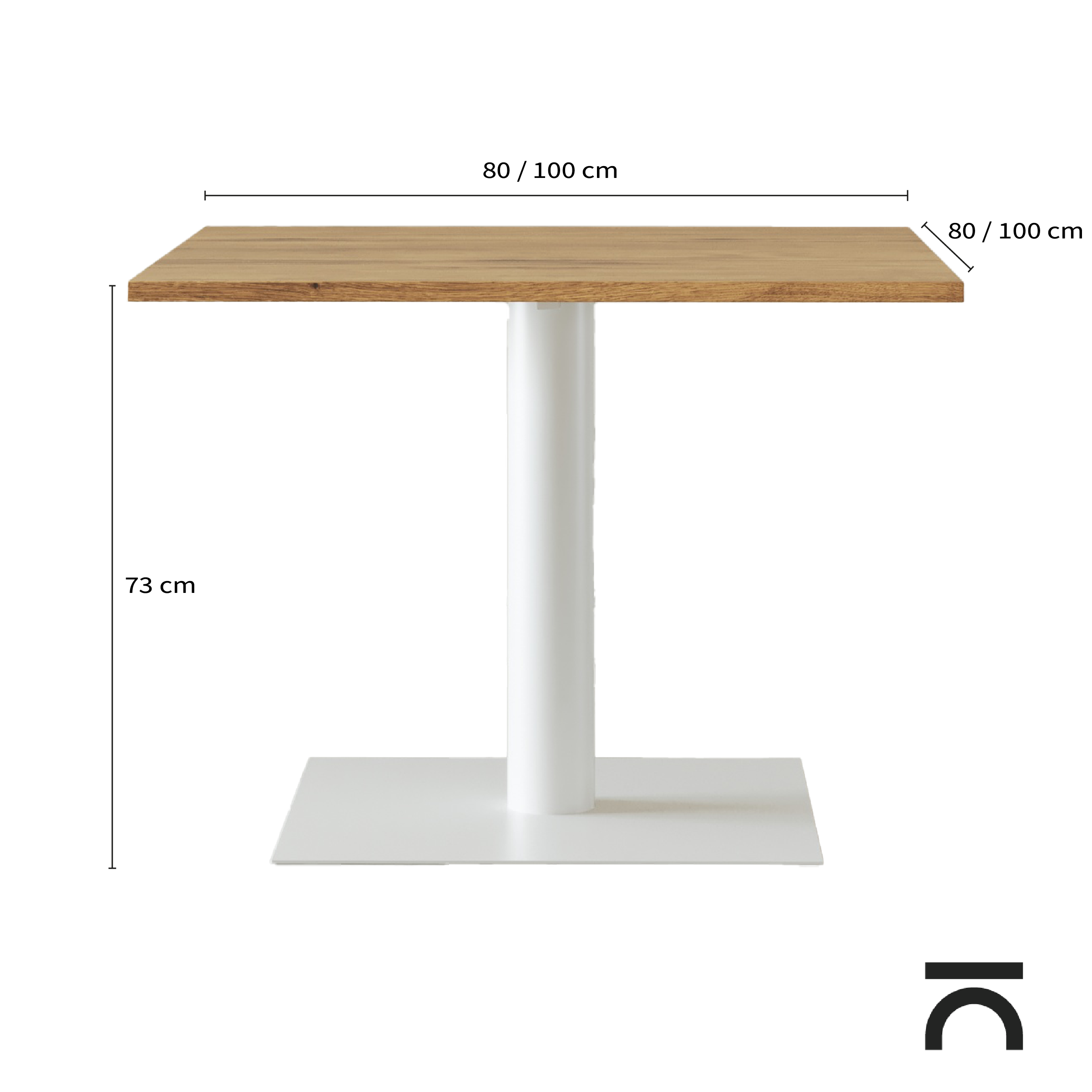 Medidas mesa de comedor Zeus cuadrada